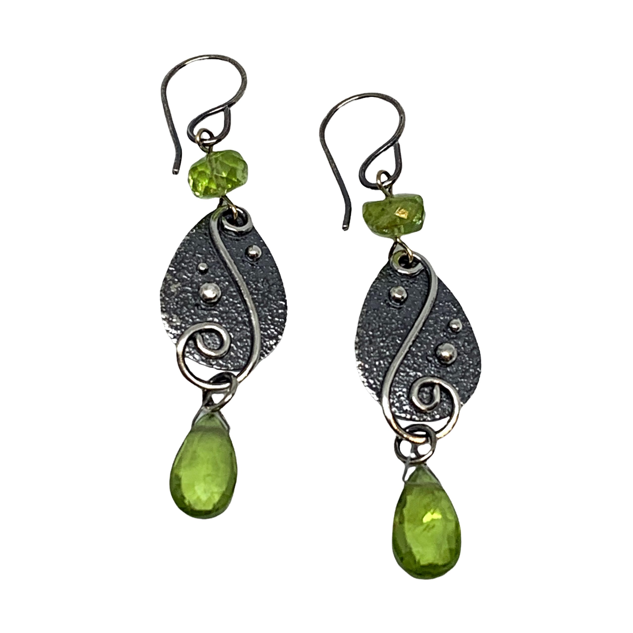 Handmade silver + peridot earrings by A&R Jewellery | Effusion Art Gallery + Cast Glass Studio, Invermere BC