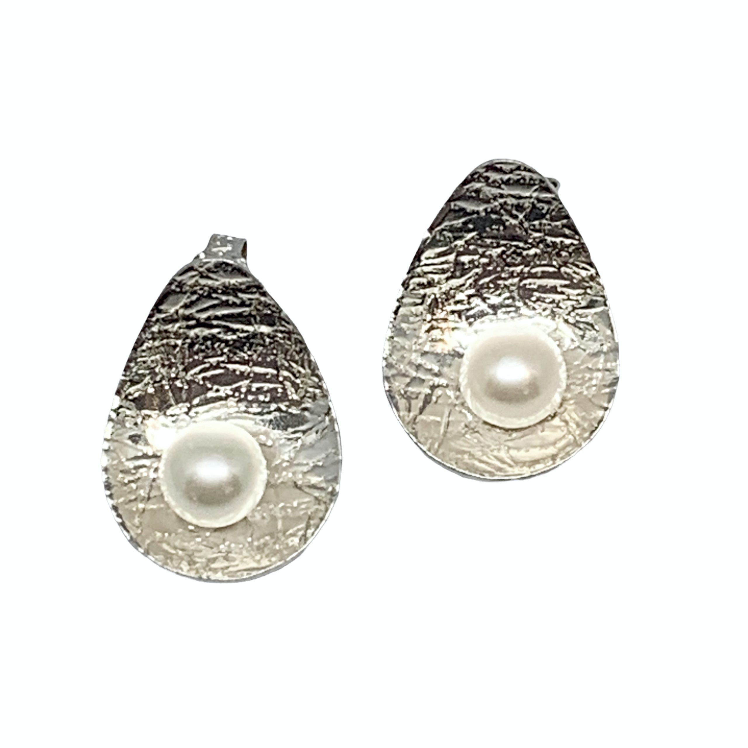 Handmade silver + pearl earrings by A&R Jewellery | Effusion Art Gallery + Cast Glass Studio, Invermere BC