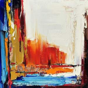 Havin' Such a Good Time 3, original mixed media abstract painting by Canadian artist Kimberly Kiel at Effusion Art Gallery in Invermere, BC.