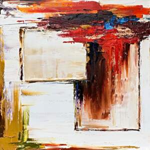 How to Unlearn the Lesson 1, mixed media abstract painting by Kimberly Kiel | Effusion Art Gallery + Cast Glass Studio, Invermere BC