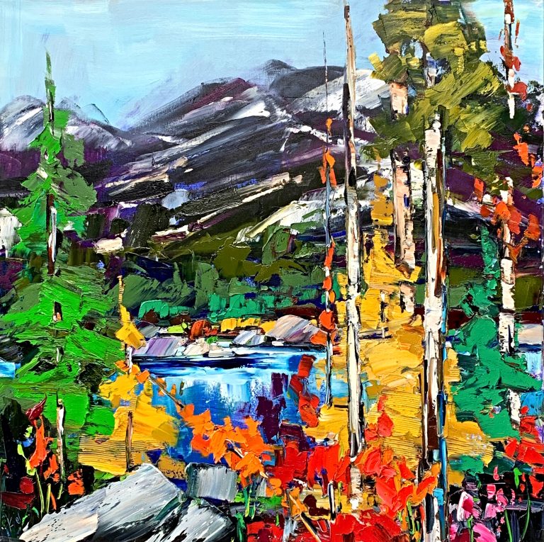 Too Keep on Keepin' on, oil landscape painting by Kimberly Kiel | Effusion Art Gallery + Cast Glass Studio, Invermere BC