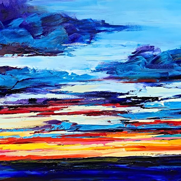 Waiting on a Muse, oil sunset painting by Kimberly Kiel | Effusion Art Gallery + Cast Glass Studio, Invermere BC