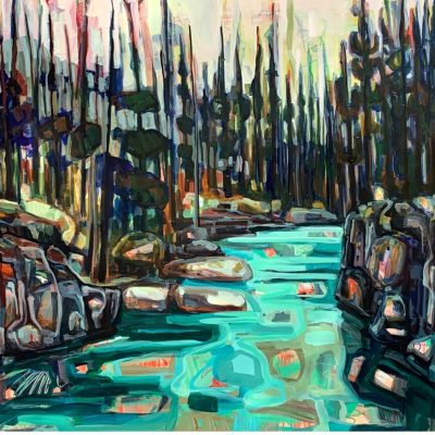 The Entrance to Marble Canyon, acrylic landscape painting by Sandy Kunze | Effusion Art Gallery + Cast Glass Studio, Invermere BC