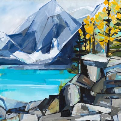 Hearts and Souls, acrylic landscape of Floe Lake by Katie Leahul | Effusion Art Gallery + Cast Glass Studio, Invermere BC