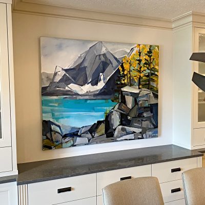 Hearts and Souls, acrylic landscape of Floe Lake by Katie Leahul | Effusion Art Gallery + Cast Glass Studio, Invermere BC