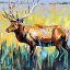 Elk 2, acrylic elk painting by Verne Busby | Effusion Art Gallery + Cast Glass Studio, Invermere BC
