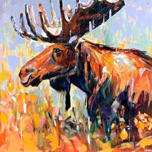 Moose 3, acrylic moose painting by Verne Busby | Effusion Art Gallery + Cast Glass Studio, Invermere BC