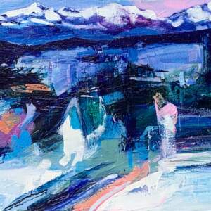 Snow Patterns Foothills 2, acrylic landscape painting by Verne Busby | Effusion Art Gallery + Cast Glass Studio, Invermere BC