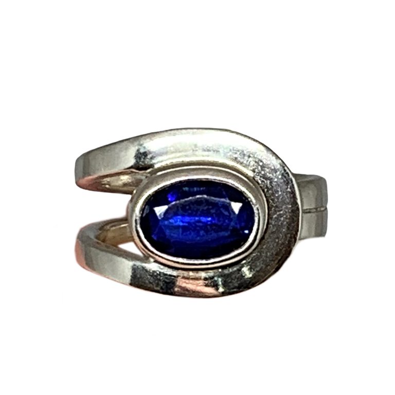 Locally handmade silver + blue kyanite ring by A&R Jewellery | Effusion Art Gallery + Cast Glass Studio, Invermere BC