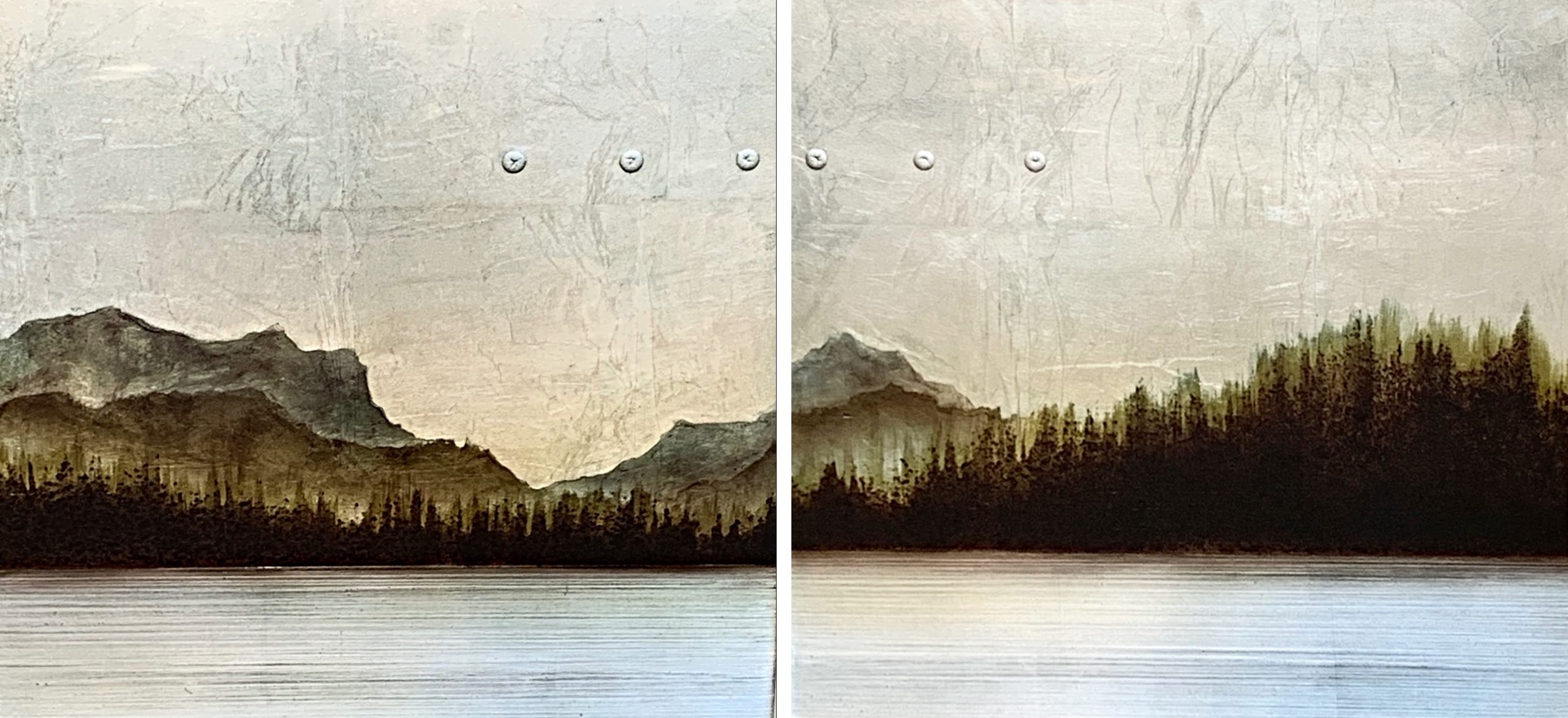 15-7 and 15-8, mixed media landscape paintings by David Graff | Effusion Art Gallery + Cast Glass Studio, Invermere BC