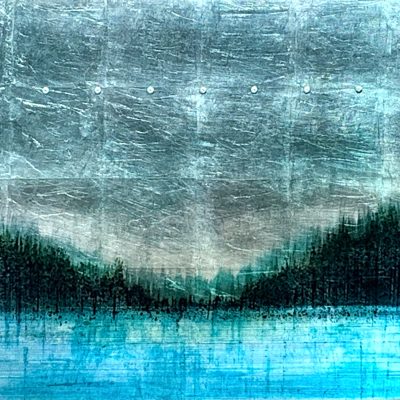 Bluescape, mixed media landscape painting by David Graff | Effusion Art Gallery + Cast Glass Studio, Invermere BC