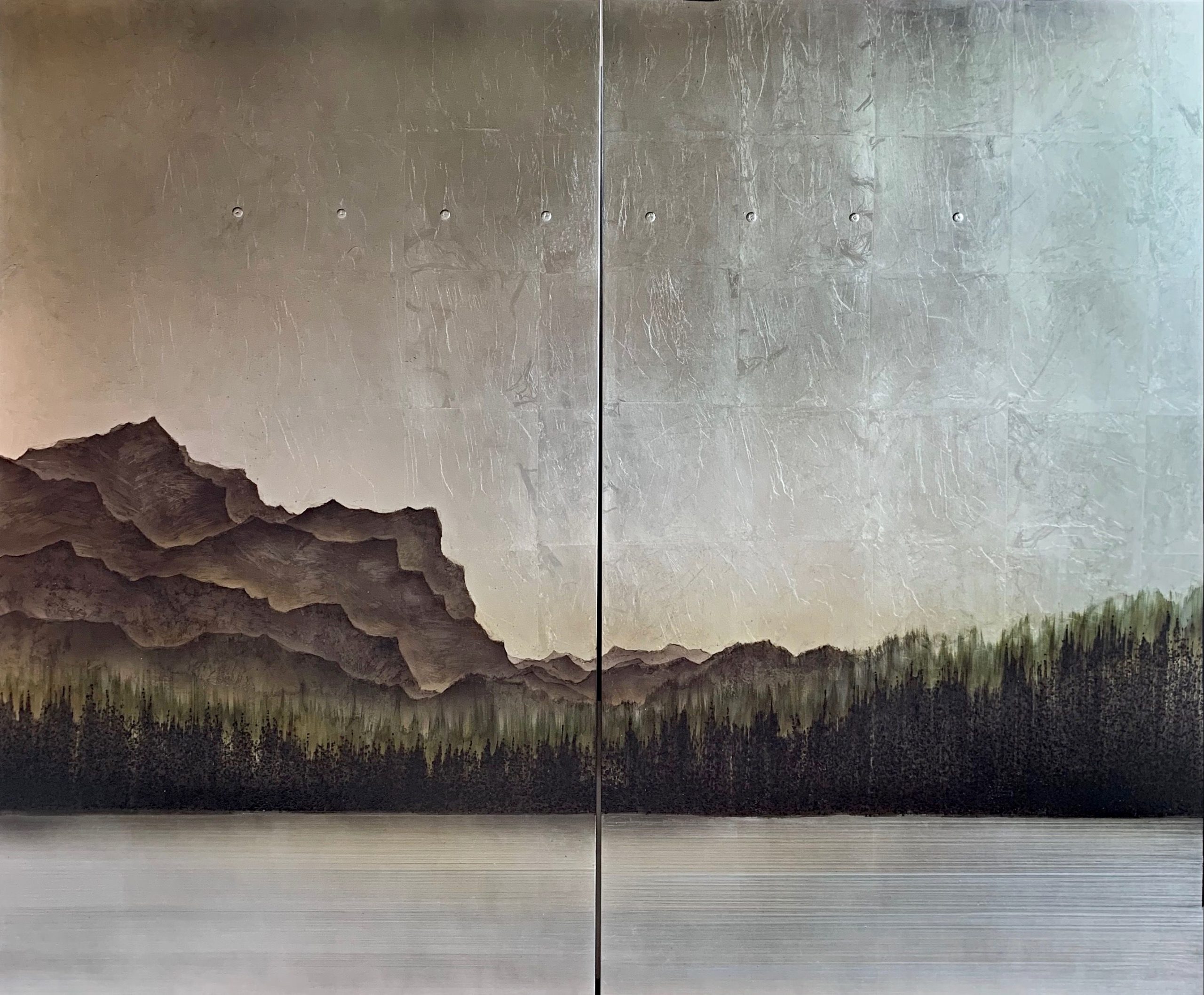 Secret Valley, mixed media landscape painting by David Graff | Effusion Art Gallery + Cast Glass Studio, Invermere BC