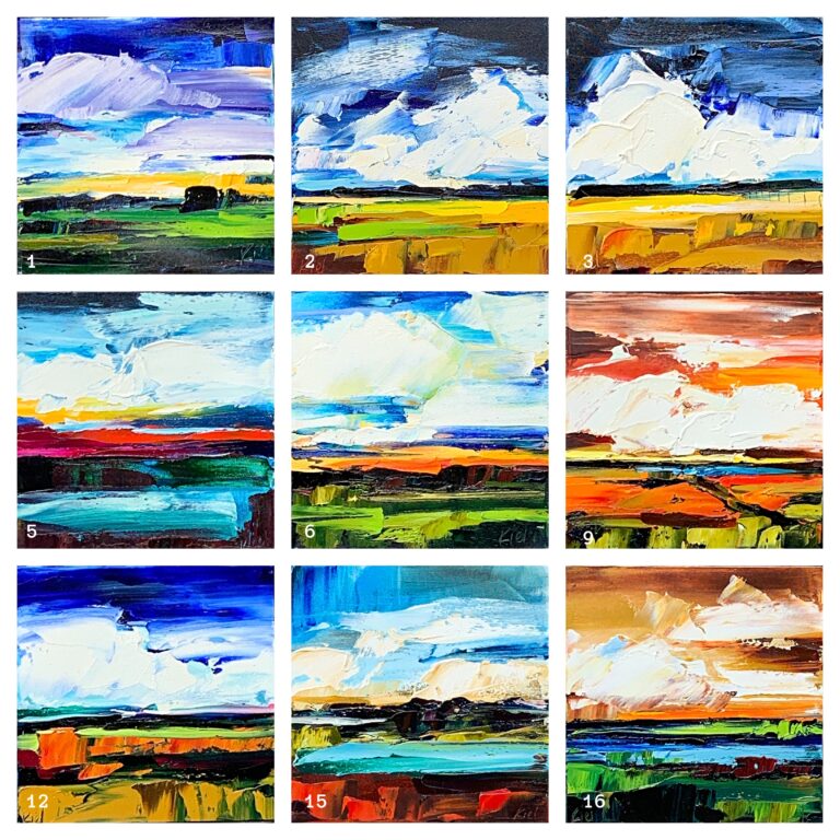 I'll Meet You Here, assorted mini landscape paintings by Kimberly Kiel | Effusion Art Gallery, Invermere BC