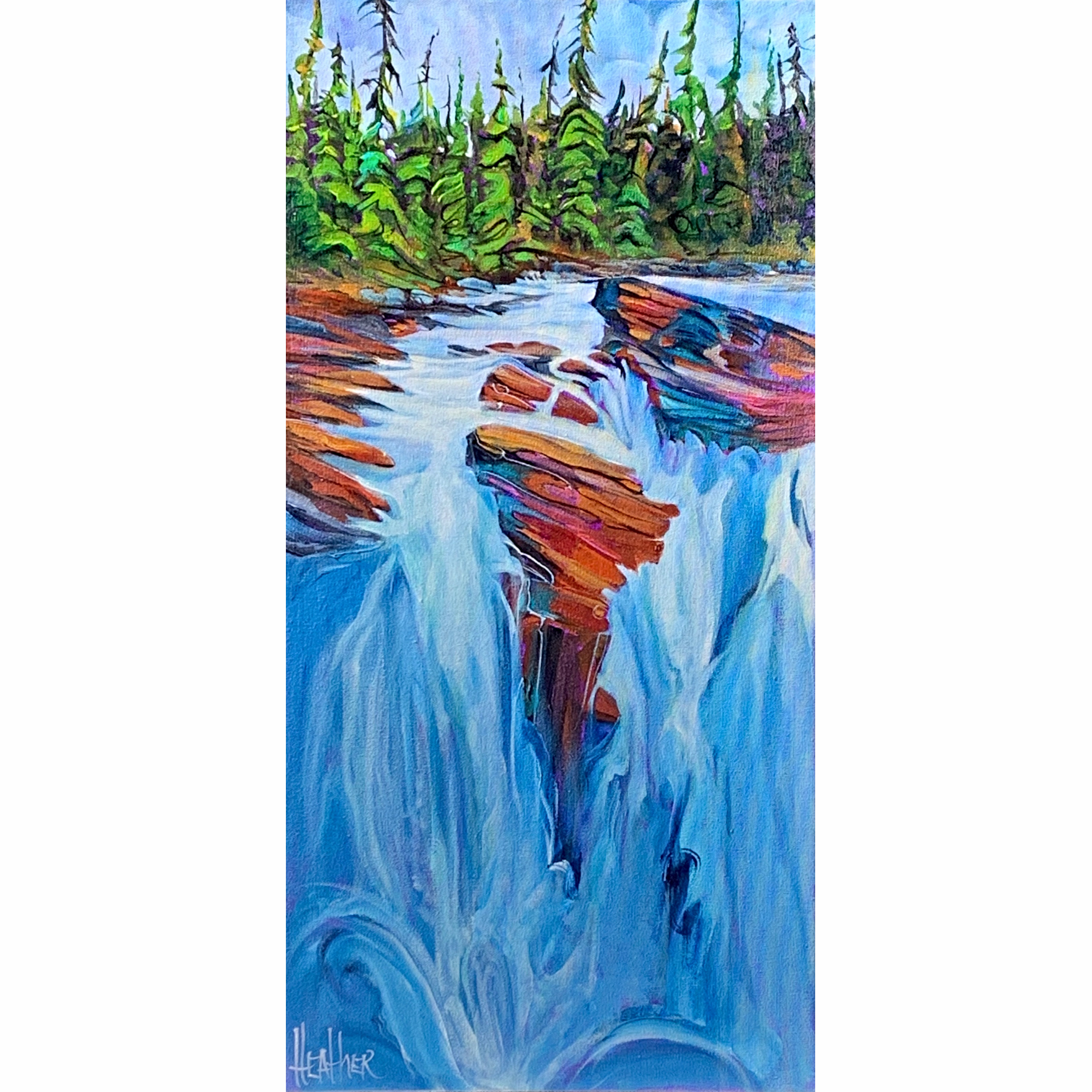 Overflowing Heart, acrylic waterfall painting by Heather Pant | Effusion Art Gallery + Cast Glass Studio, Invermere BC