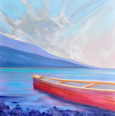 One Ticket to Paradise, acrylic landscape by Kayla Eykelboom | Effusion Art Gallery + Cast Glass Studio, Invermere BC
