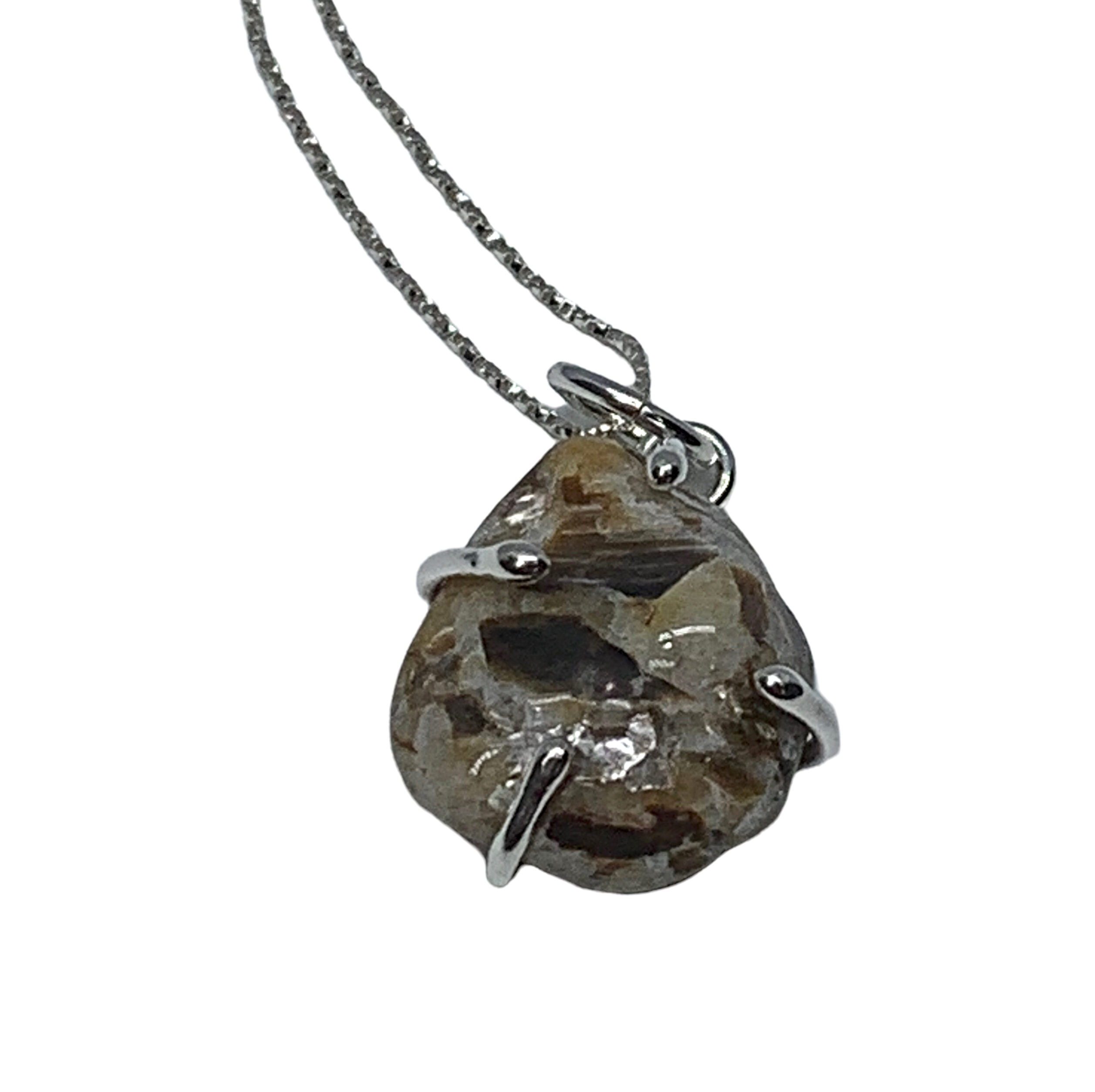Locally handmade silver + polished beach stone necklace by A&R Jewellery | Effusion Art Gallery + Cast Glass Studio, Invermere BC