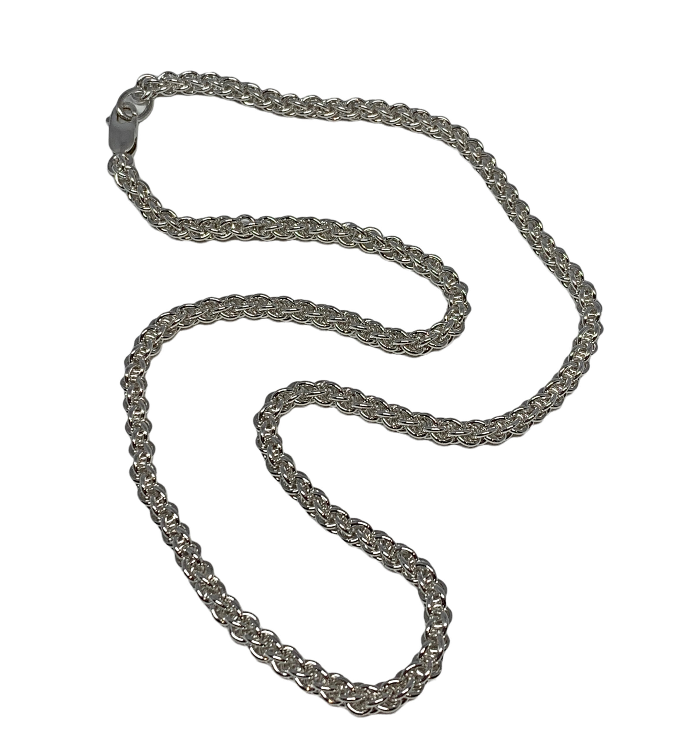 Locally handmade silver chainmaille necklace by A&R Jewellery | Effusion Art Gallery + Cast Glass Studio, Invermere BC