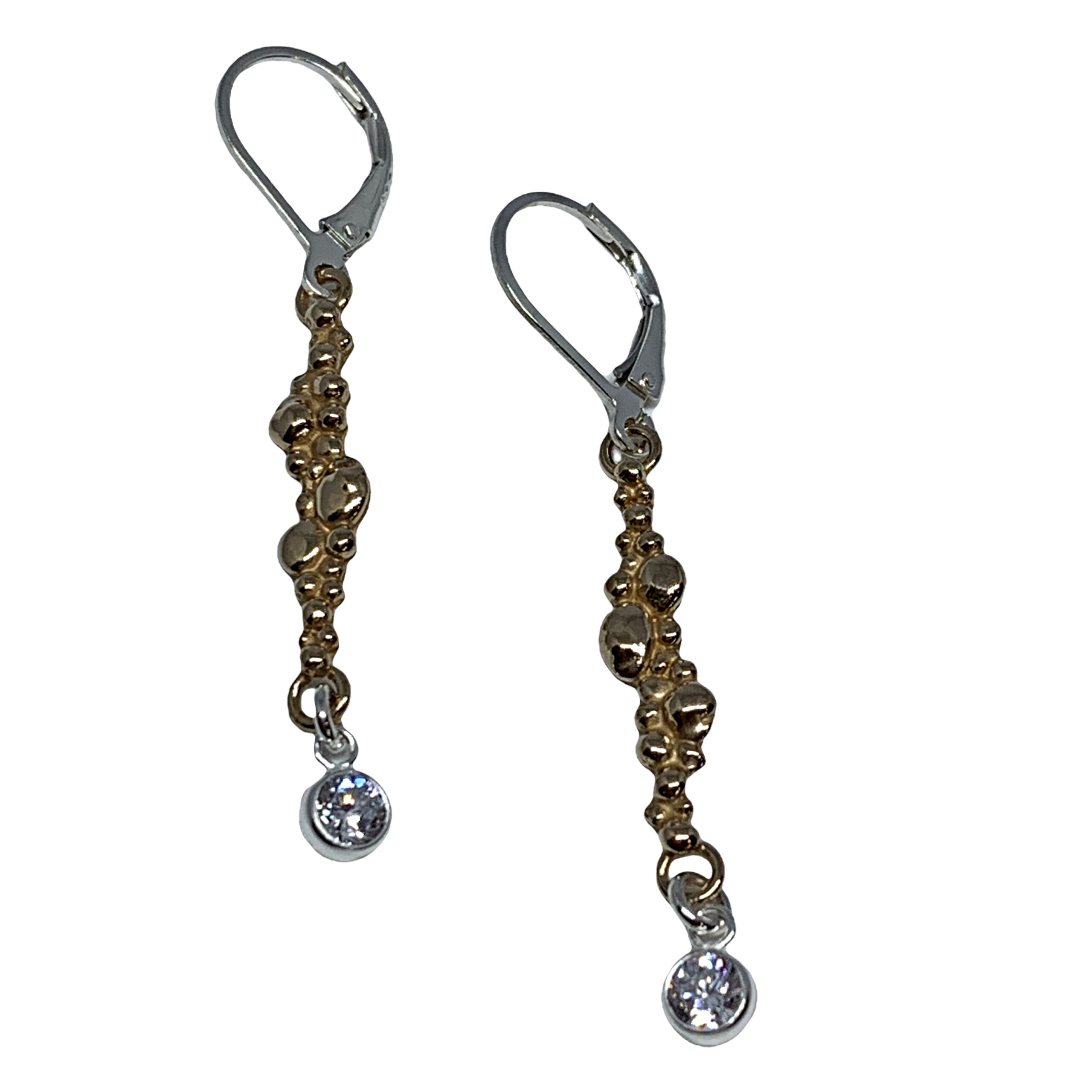 Handmade bronze, sterling silver, + CZ earrings by Karyn Chopik | Effusion Art Gallery + Cast Glass Studio, Invermere BC