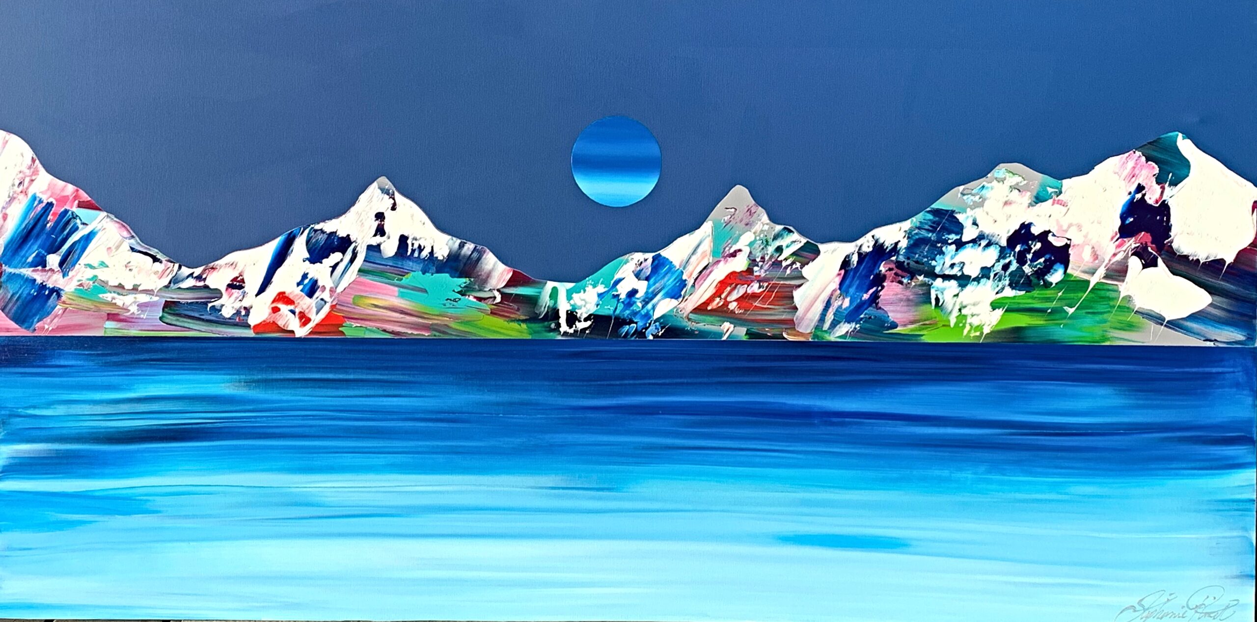 Rocheuses 1822, acrylic mountain painting by Stephanie Rivet | Effusion Art Gallery + Cast Glass Studio, Invermere BC