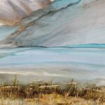 Breathing Space, original alcohol ink landscape painting by Paulina Tokarski | Effusion Art Gallery + Cast Glass Studio, Invermere BC