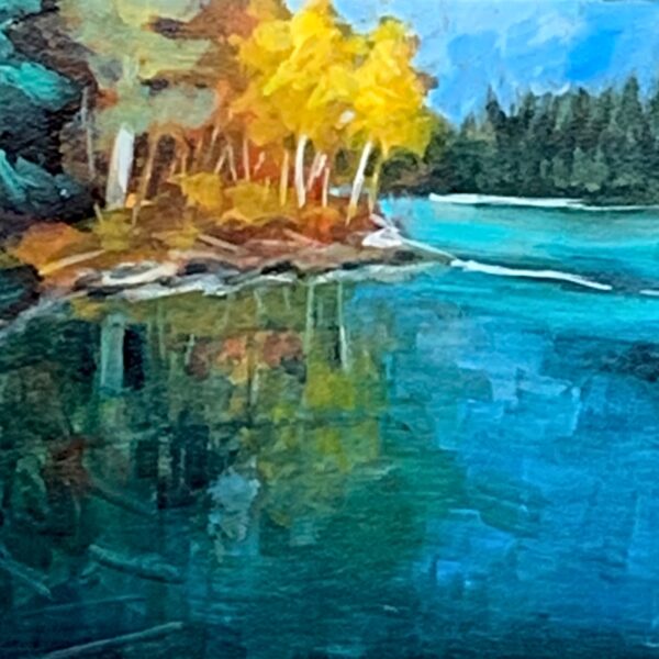 Reflection, acrylic landscape painting by Connie Geerts | Effusion Art Gallery + Cast Glass Studio, Invermere BC