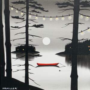 The Last Call, mixed media landscape painting by Natasha Miller | Effusion Art Gallery + Cast Glass Studio, Invermere BC