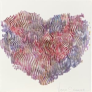 Love, Love, and Love, 3-D heart painting by Virginie Schroeder | Effusion Art Gallery + Cast Glass Studio, Invermere BC