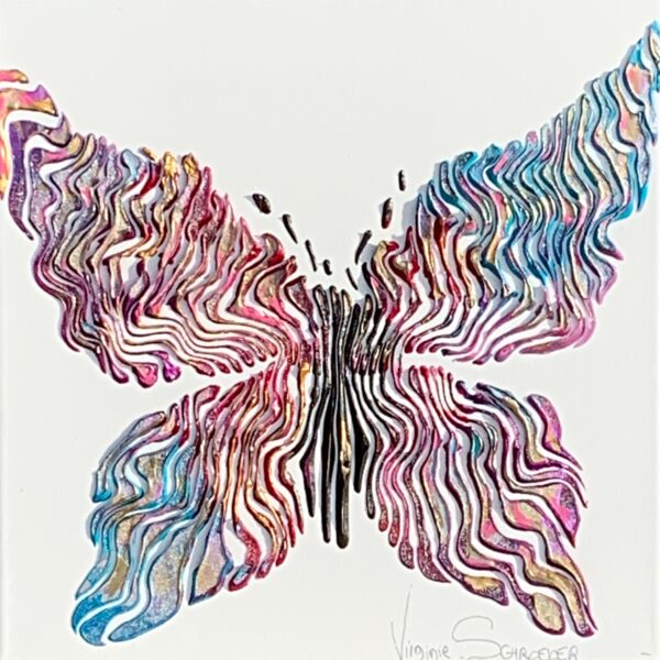 The Butterfly, Spring, and Love, 3-D butterfly painting by Virginie Schroeder | Effusion Art Gallery + Cast Glass Studio, Invermere BC