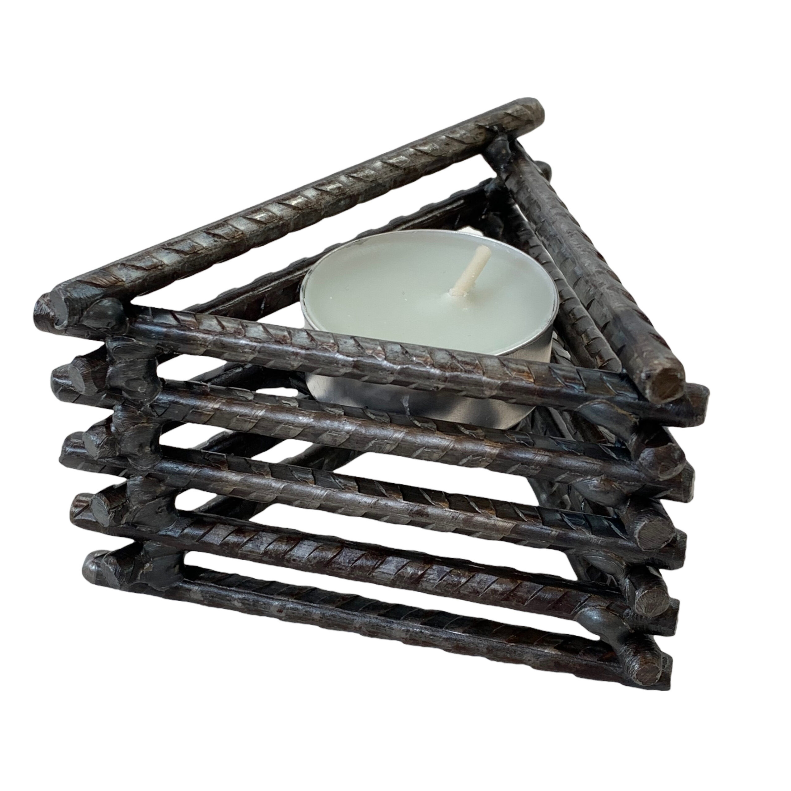 Mountain Tea Light Holder by Wendy Stone made of reclaimed steel | Effusion Art Gallery + Cast Glass Studio, Invermere BC
