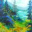 Far and Away, acrylic landscape painting by Becky Holuk | Effusion Art Gallery + Cast Glass Studio, Invermere BC