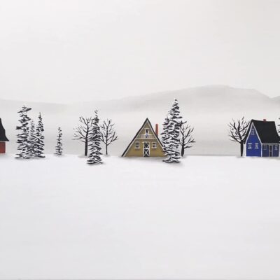 Our Winter Dens, mixed media landscape by Natasha Miller | Effusion Art Gallery + Cast Glass Studio, Invermere BC