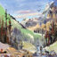 L'énergie des montagnes, oil landscape and hiker painting by Robert Roy | Effusion Art Gallery, Invermere BC