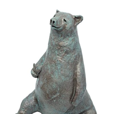 Butterfly Lover, mixed media yoga bear sculpture by Karin Taylor | Effusion Art Gallery, Invermere BC