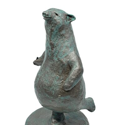 Dance Like No One is Watching, mixed media yoga bear sculpture by Karin Taylor | Effusion Art Gallery, Invermere BC