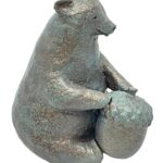 Think BIG, mixed media yoga bear sculpture by Karin Taylor | Effusion Art Gallery, Invermere BC