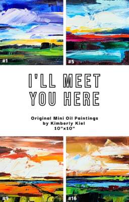 I'll Meet You Here, mini original oil loose prairie landscape paintings by Canadian artist Kimberly Kiel at Effusion Art Gallery in Invermere, BC.