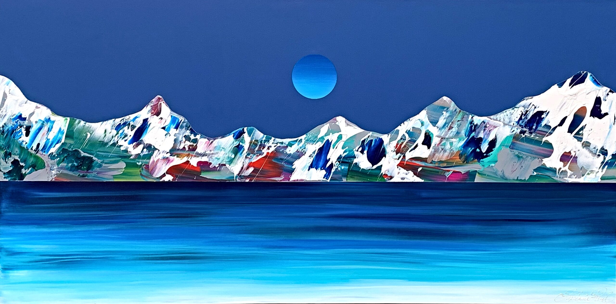 Rocheuses 223, acrylic mountain painting by Stephanie Rivet | Effusion Art Gallery + Cast Glass Studio, Invermere BC
