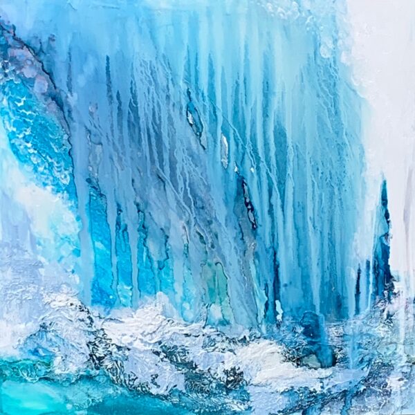 Catching a Glimpse of Magic 2, alcohol ink icy abstract painting by Paulina Tokarski | Effusion Art Gallery in Invermere BC