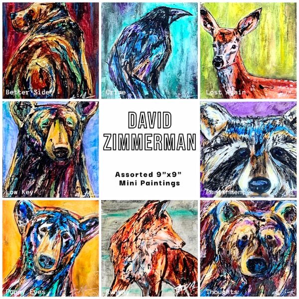 Mini Original Animal Paintings by David Zimmerman | Effusion Art Gallery + Cast Glass Studio, Invermere BC
