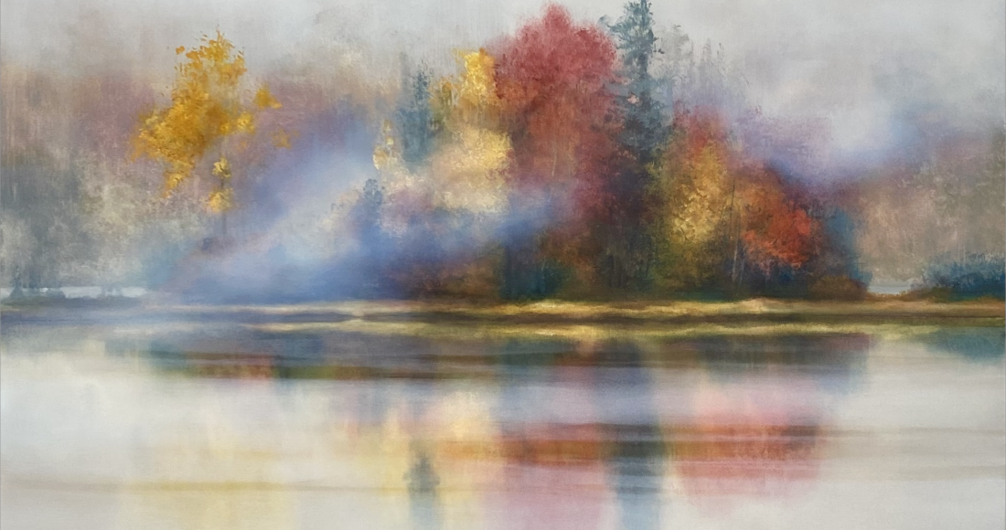 Misty autumn landscape painting by Jane Bronsch.