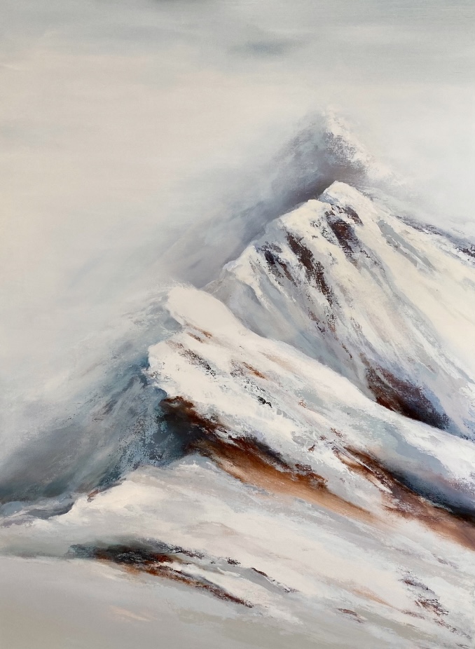 Rise Above, acrylic mountain painting by Jane Bronsch | Effusion Art Gallery + Cast Glass Studio, Invermere BC
