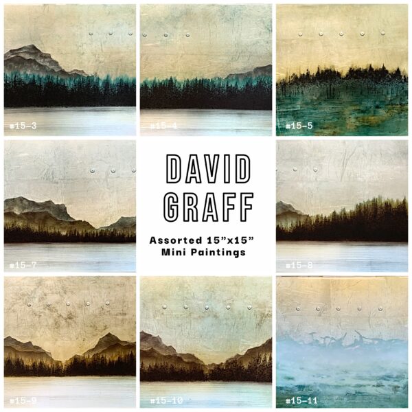 Mini 15x15 mixed media landscape series by David Graff | Effusion Art Gallery + Cast Glass Studio, Invermere BC