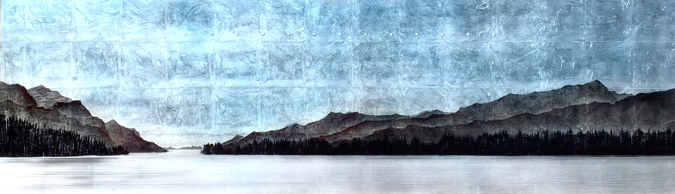 Moody mixed media landscape painting of Lake Windermere by David Graff.