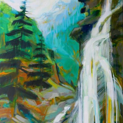 Just a Bit Farther, acrylic landscape painting by Becky Holuk | Effusion Art Gallery + Cast Glass Studio, Invermere BC