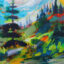 Summer on the Hill, acrylic landscape painting by Becky Holuk | Effusion Art Gallery + Cast Glass Studio, Invermere BC