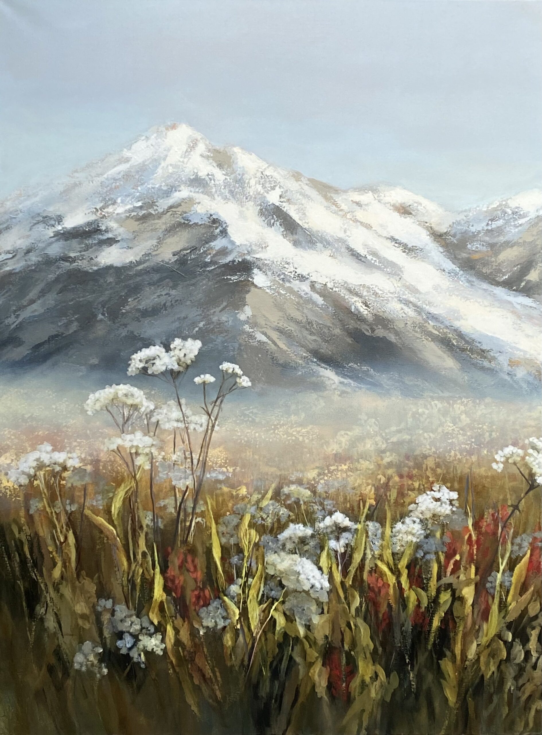 Alpine Meadow, original acrylic landscape painting by Jane Bronsch at Effusion Art Gallery in Invermere BC.