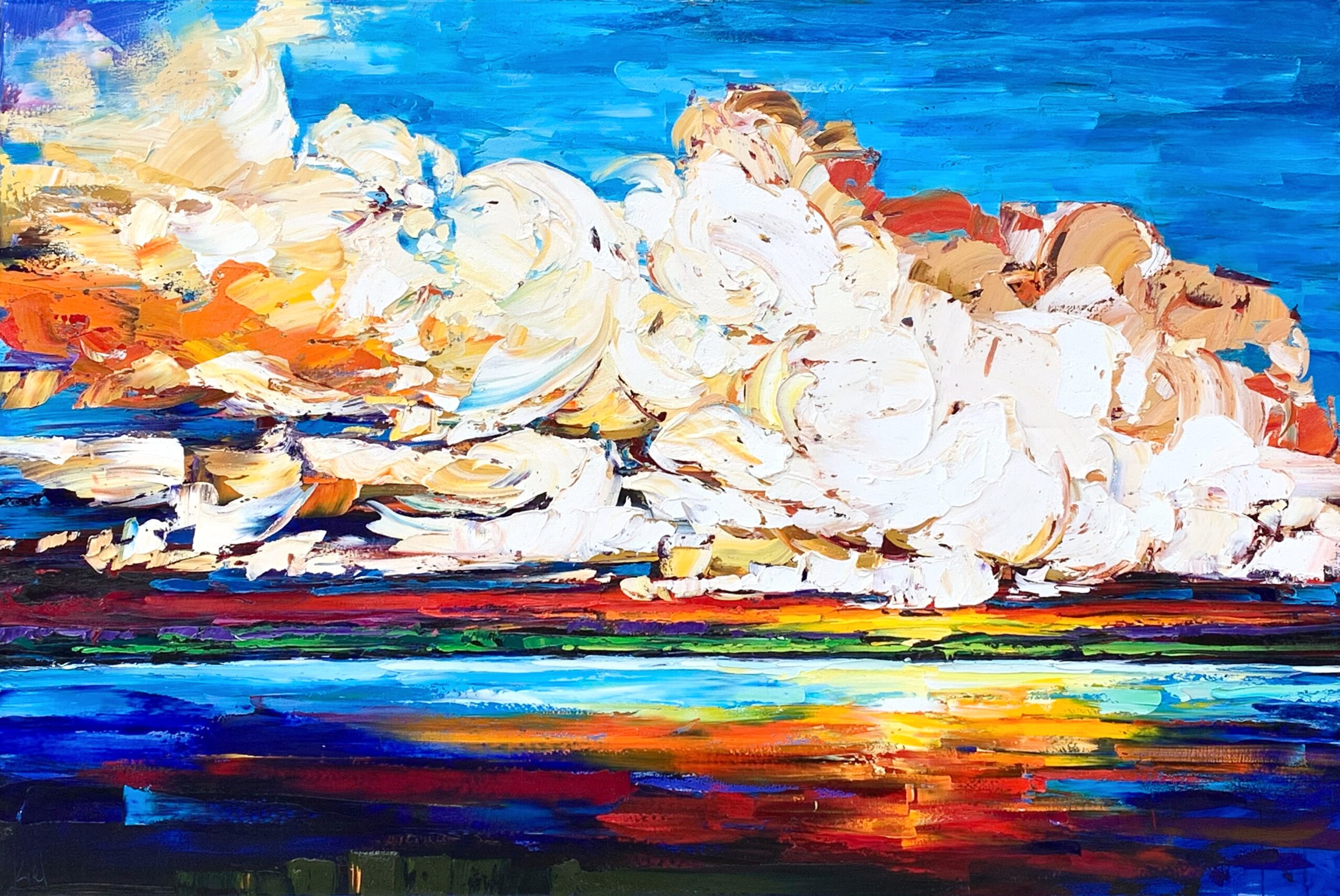 Beauty in the Chaos, oil sunset landscape painting by Kimberly Kiel | Effusion Art Gallery, Invermere BC