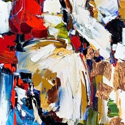 Tell Me Now So I Know, mixed media floral painting by Kimberly Kiel | Effusion Art Gallery, Invermere BC