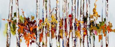 Walking on Cloud 9, oil autumn tree painting by Kimberly Kiel | Effusion Art Gallery, Invermere BC