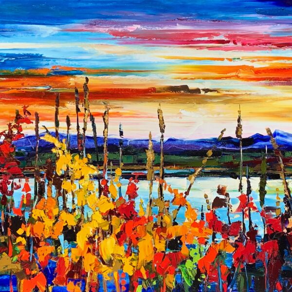 Where to Find Me, oil sunset landscape painting by Kimberly Kiel | Effusion Art Gallery, Invermere BC